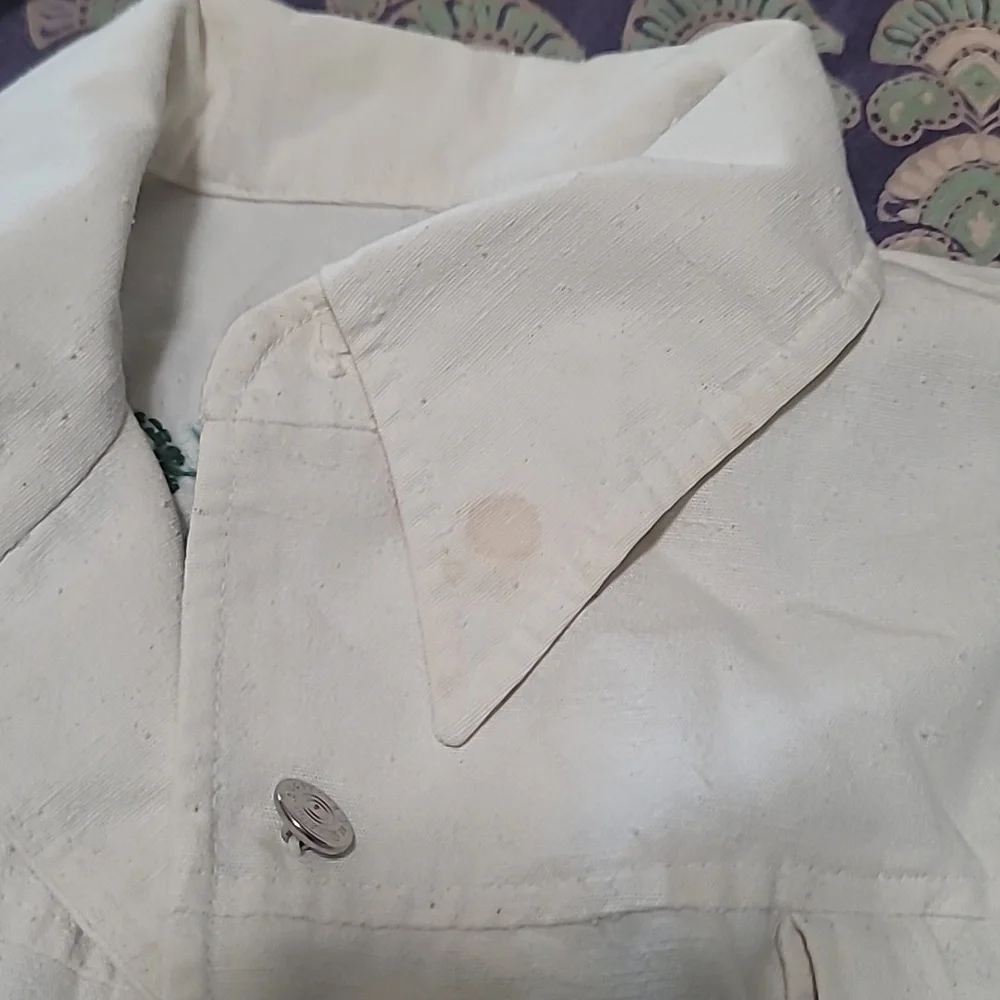 One-of-a-Kind Vintage Hand Embroidered Light Weight Linen Jacket - Picture 7 of 12